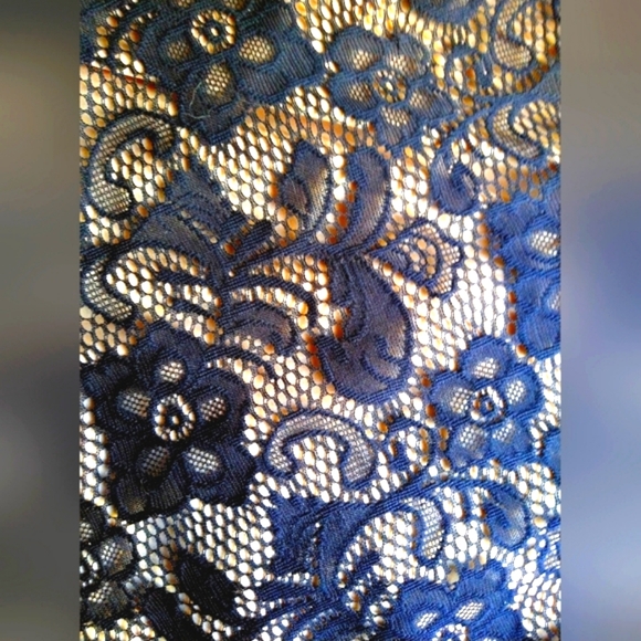 JADE WOMEN'S/MISSES SIZE LARGE DRESS DARK MIDNIGHT BLUE LACE TAN LINING NWOT - Picture 7 of 13